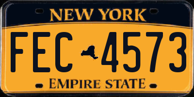 NY license plate FEC4573