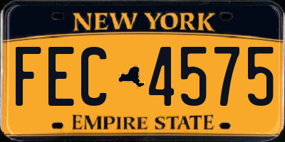 NY license plate FEC4575