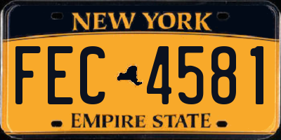 NY license plate FEC4581