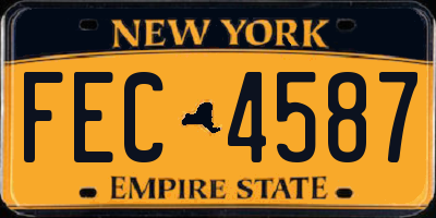 NY license plate FEC4587