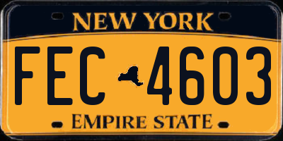 NY license plate FEC4603