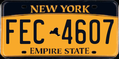 NY license plate FEC4607