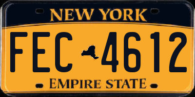 NY license plate FEC4612