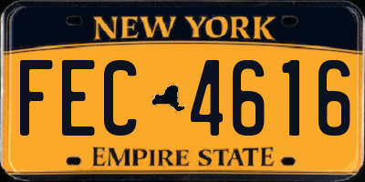 NY license plate FEC4616