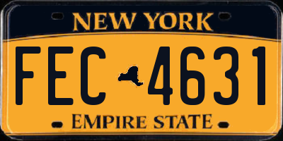 NY license plate FEC4631