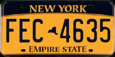 NY license plate FEC4635