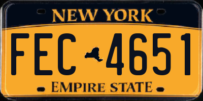 NY license plate FEC4651