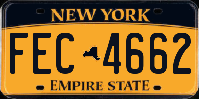 NY license plate FEC4662