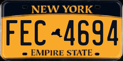 NY license plate FEC4694