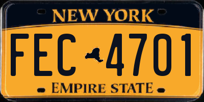 NY license plate FEC4701