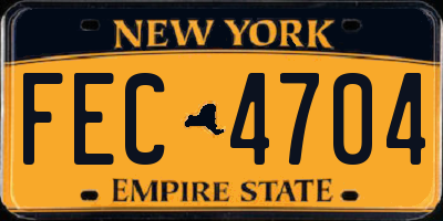 NY license plate FEC4704