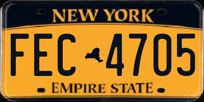 NY license plate FEC4705