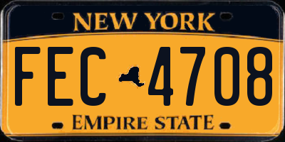 NY license plate FEC4708