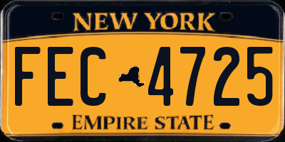 NY license plate FEC4725