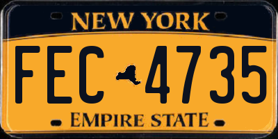 NY license plate FEC4735
