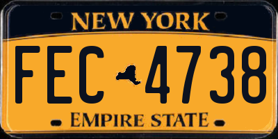 NY license plate FEC4738