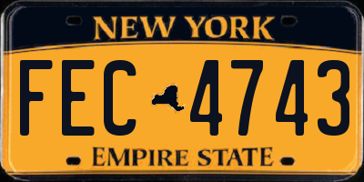 NY license plate FEC4743