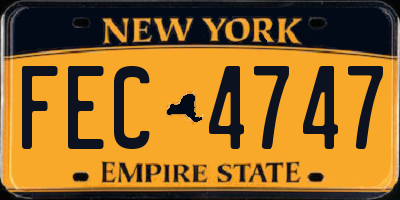 NY license plate FEC4747