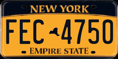 NY license plate FEC4750
