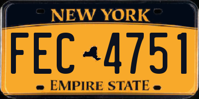 NY license plate FEC4751