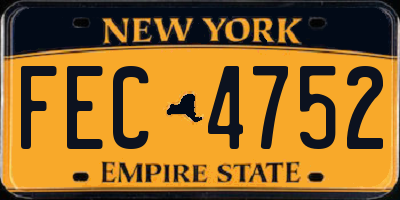 NY license plate FEC4752