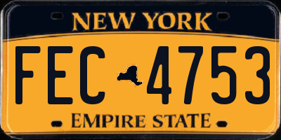 NY license plate FEC4753