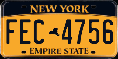 NY license plate FEC4756