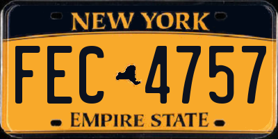 NY license plate FEC4757