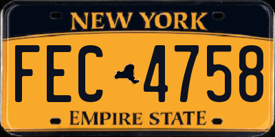 NY license plate FEC4758