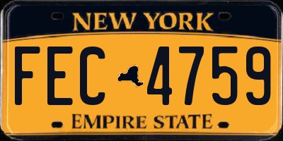 NY license plate FEC4759