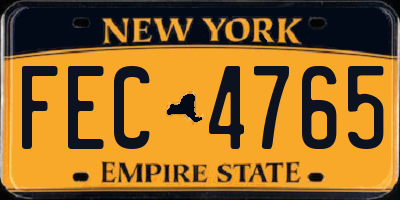 NY license plate FEC4765