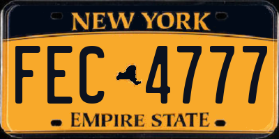 NY license plate FEC4777
