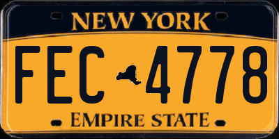 NY license plate FEC4778