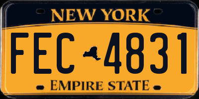 NY license plate FEC4831