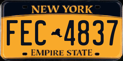 NY license plate FEC4837