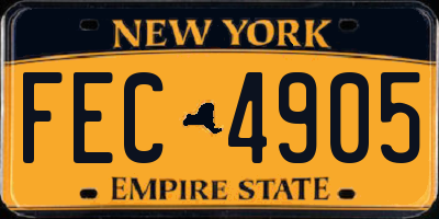 NY license plate FEC4905
