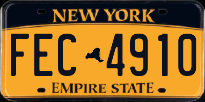 NY license plate FEC4910