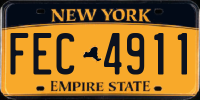 NY license plate FEC4911