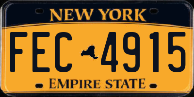NY license plate FEC4915