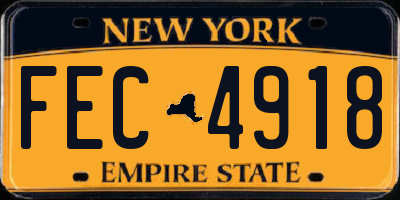 NY license plate FEC4918