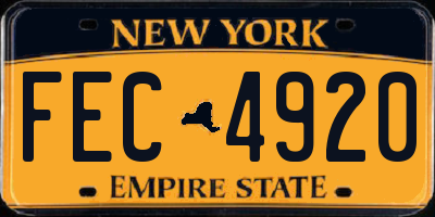 NY license plate FEC4920