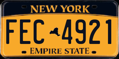 NY license plate FEC4921