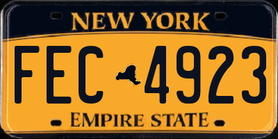 NY license plate FEC4923