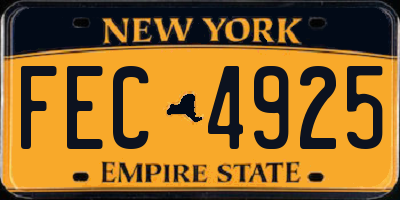 NY license plate FEC4925
