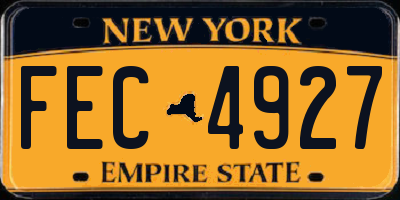 NY license plate FEC4927