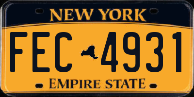 NY license plate FEC4931