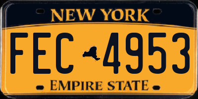 NY license plate FEC4953