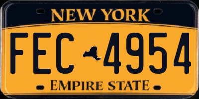 NY license plate FEC4954
