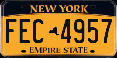 NY license plate FEC4957