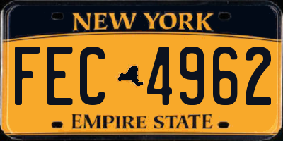 NY license plate FEC4962